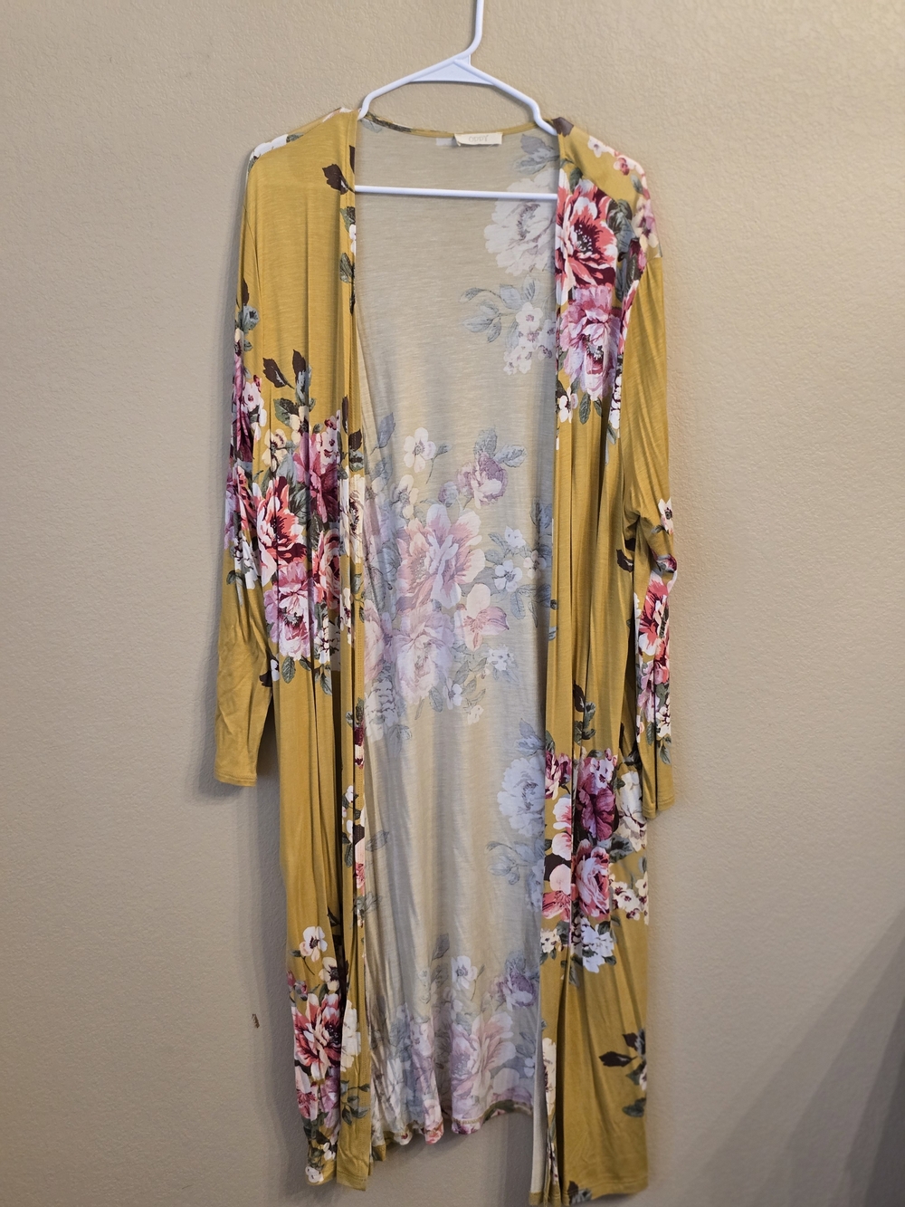 ODDY Mustard Yellow Floral Cottagecore Boho Duster Cardigan Size XL
